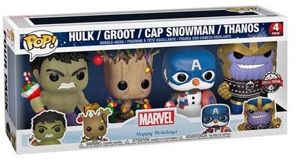 Figurine POP Groot Hulk Thanos Captain Snowman - Pack